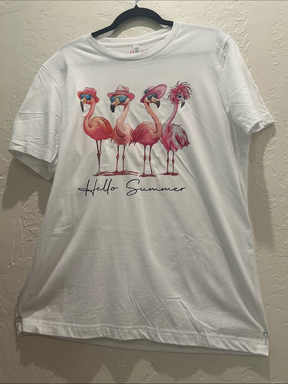 Hello Summer Flamingo Graphic Tee - White